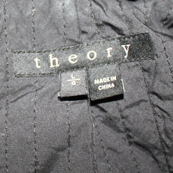 Theory Women's Black Makintosh Alanso Hooded Coat  - Size Large - Picture 6 of 8